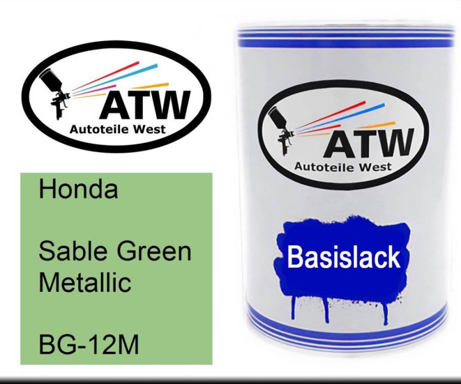 Honda, Sable Green Metallic, BG-12M: 500ml Lackdose, von ATW Autoteile West.